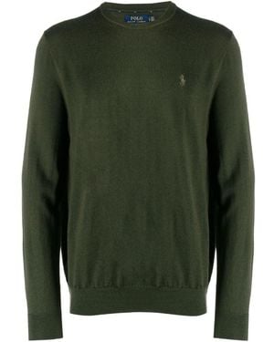 Ralph Lauren Embroidered-Logo Wool Jumper - Green