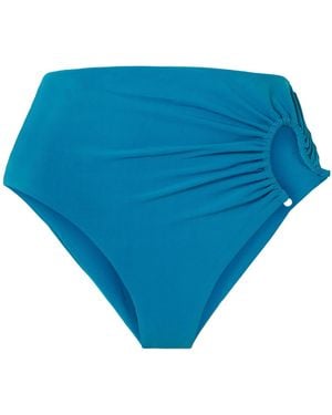 Christopher Esber Crescent Embellished Cutout Ruched Bikini Briefs - Blue