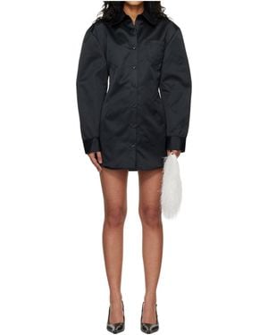 Frankie Shop Akita Satin Cinched Long-Sleeved Mini Dress - Black