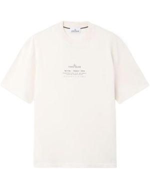Stone Island Regular-Fit T-Shirt With Stone Print - White