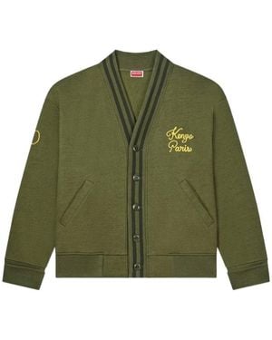 KENZO Paris Chainstitch Embroidered Cardigan - Green