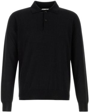 The Row Long-Sleeved Knitted Polo Shirt - Black