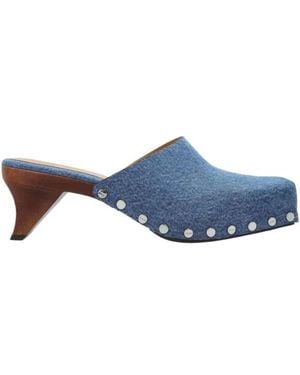 Ganni Studded Mules - Blue