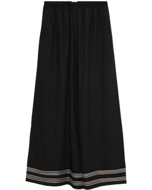 Bode Elastic Waist Wide-Leg Casual Trousers - Black