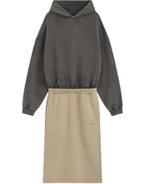 we11done Layered Hooded Dress - Black