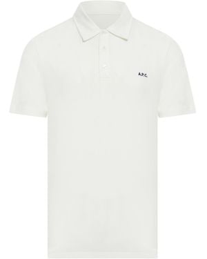 A.P.C. Logo Embroidered Short-Sleeved Polo Shirt - White