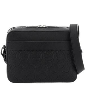Ferragamo Logo Zipper Shoulder Bag - Black