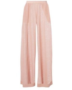 Alaïa Semi-Sheer Linen And Silk Wide-Leg Trousers - Pink