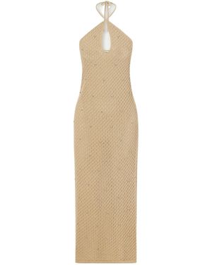 STAUD Mesh Cami Midi Dress - Natural