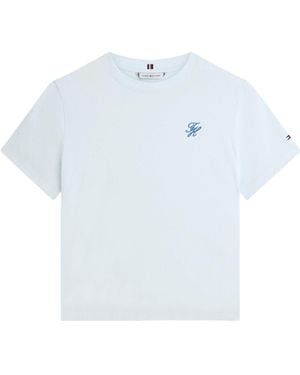 Tommy Hilfiger Logo Crew Neck T-Shirt - Blue