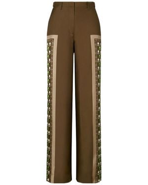 Tory Burch Satin Side-Panel Wide-Leg Trousers - Natural
