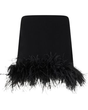 P.A.R.O.S.H. Feather-Trimmed Mini Skirt - Black