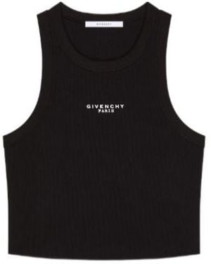 Givenchy Paris Logo Printed Cropped Tank Top - Black