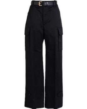 Saint Laurent High-Waisted Multi-Pocket Cargo Pants - Black