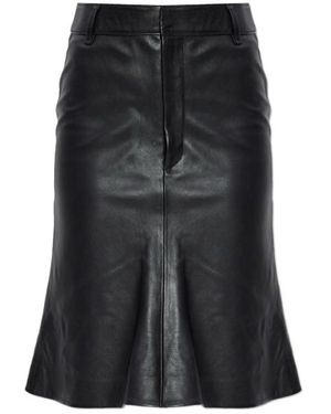 Balenciaga Midi Leather Skirt - Black