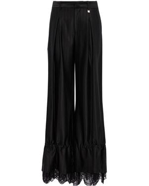 GIUSEPPE DI MORABITO Casual Trousers With A Lace Hem - Black
