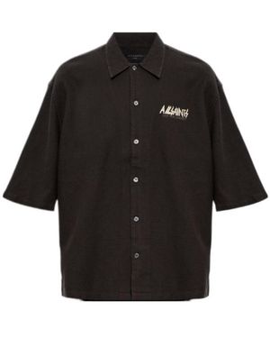 AllSaints Synth Logo-Print Short-Sleeve Shirt - Black