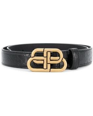 Balenciaga Bb Embossed Thin Belt - White