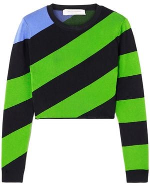 Carolina Herrera Cropped Striped Knitted Jumper - Green
