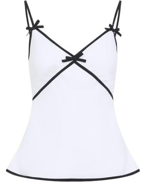 Moschino Bow-Detail Spaghetti-Strap Top - White