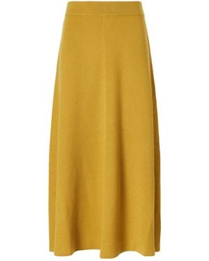 Emilia Wickstead Ribbed Wool Midi Skirt - Yellow