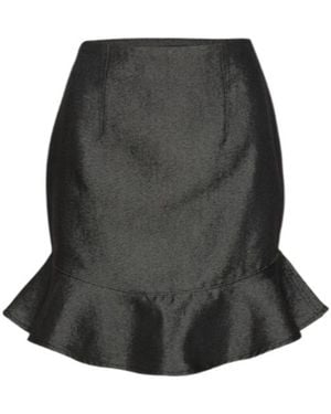 ROTATE BIRGER CHRISTENSEN Ruffle-Denim Mini Skirt - Grey
