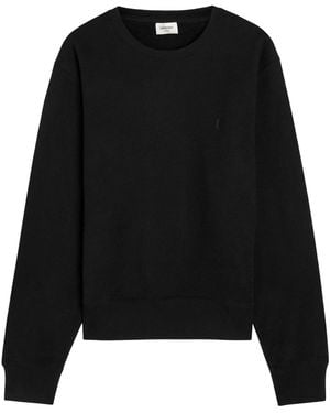 Saint Laurent Round-Neck Long-Sleeve Sweatshirt - Black