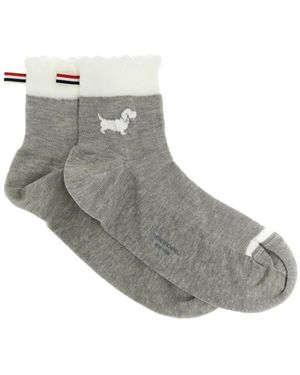 Thom Browne Hector Intarsia-Knit Socks - Grey
