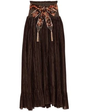 Zimmermann Aster Pleated Midi Skirt - Brown