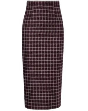 Emilia Wickstead Lorelei Houndstooth Genzianella Pencil Skirt - Purple