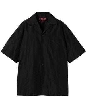 Gucci Gg Faille Collared Short-Sleeve Shirt - Black