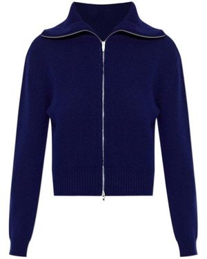 Jil Sander Zip-Up Wide-Collar Cardigan - Blue