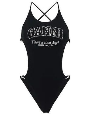 Ganni Solid Color One-Piece Swimsuit - Black