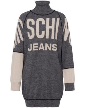 Moschino Pure Wool Intarsia Dress - Gray
