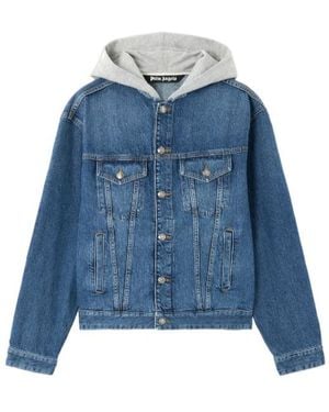 Palm Angels Curved Logo Denim Jacket - Blue