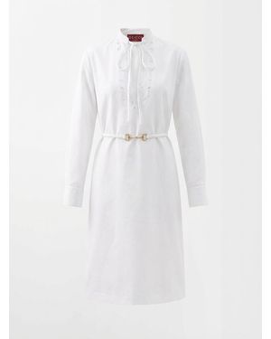 Gucci Cotton Poplin Shirt Dress With Embroidery - White