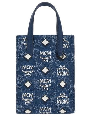 MCM Aren Denim Mini Tote Bag - Blue