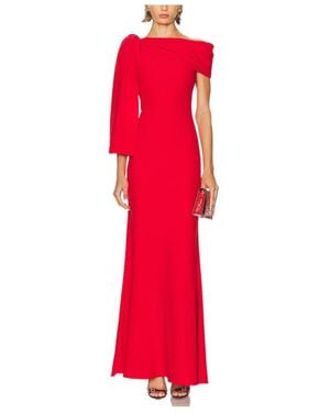 McQueen Draped Off-Shoulder Gown - Red