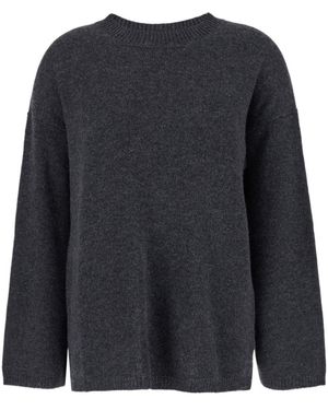 Allude Relaxed Crewneck Pullover Jumper - Black
