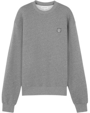 Maison Kitsuné Maison Kitsuné Fox Head Patch Crewneck Sweatshirt - Grey