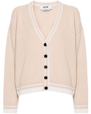 MSGM Embroidered-Logo Cardigan - Natural