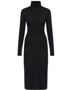 DIESEL M-Alinesa Logo-Detail Turtleneck Midi Dress - Black