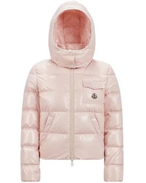 Moncler Andro Zip-Up Short Padded Jacket - Pink