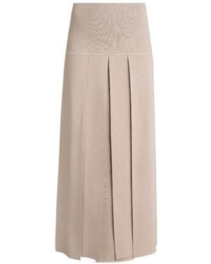Alaïa Pleated Midi Skirt - Natural