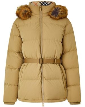 Burberry Stitch-On Hooded Down Jacket - Natural