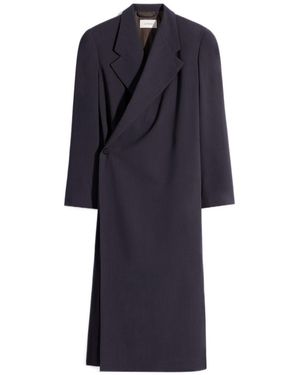 Lemaire Buttoned Draped Wrap Coat - Blue