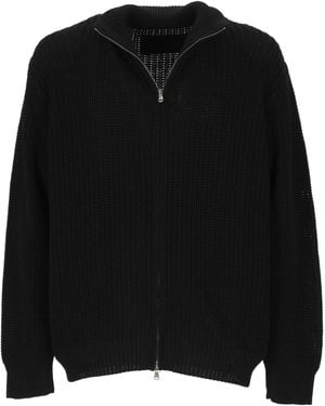 AMISH Zipped Knitted Jumper - Black