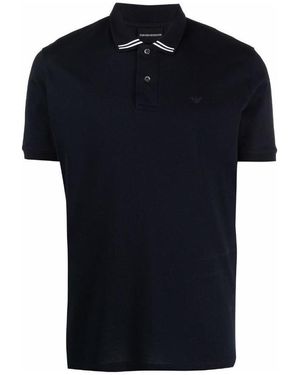 Emporio Armani Logo Embroidered Polo Shirt - Black