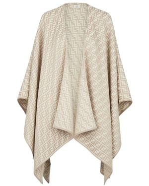 Fendi All-Over Ff Motif Poncho - Natural