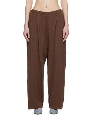 Baserange Elastic Waist Casual Pants - Brown